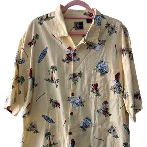 Chili Wear Surf Golf Fish Cocktails Size L Hawaiian Style Shirt